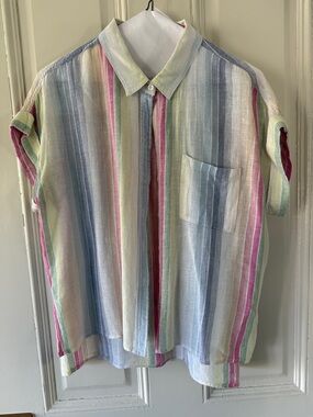 Rails Pastel Multi-Stripe Button-Down Shirt in Pink, Blue, Green, Yellow, Cream